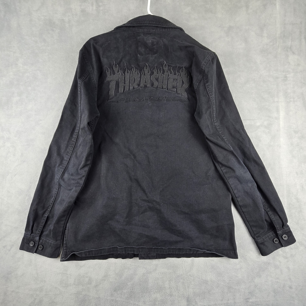 Thrasher Magazine Vans Skateboard Black Denim Jacket Sz M